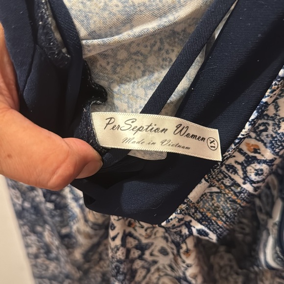 Per Seption Women Blue Pattern Multi Dress Sleeveless - Picture 3 of 3